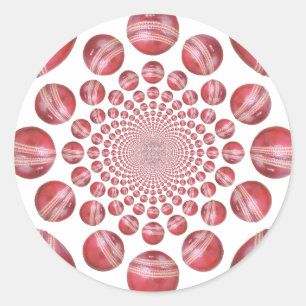 Sticker Rond Crimson Vortex : Belle Balle de Cricket Rouge