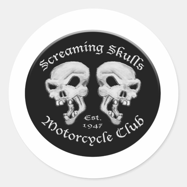 Sticker Rond Cris Skulls Motorcycle Club (Devant)