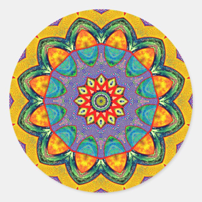 Sticker Rond "Cristal Mandala Quilt" (Devant)