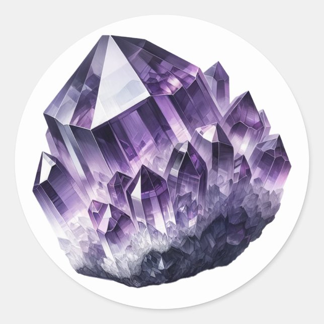 Sticker Rond Cristal Métaphysique Calmant Améthyste Violette (Devant)