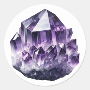 Sticker Rond Cristal Métaphysique Calmant d'Améthyste Violette