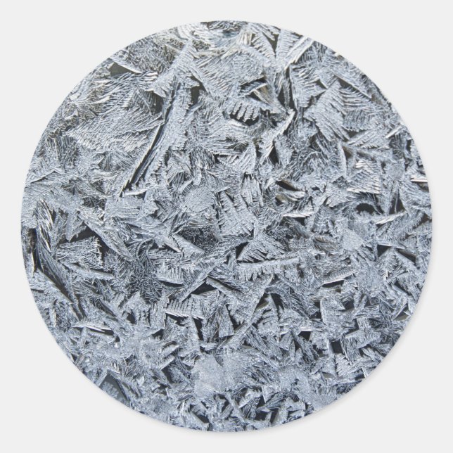 Sticker Rond Cristaux de givre de glace Texture (Devant)