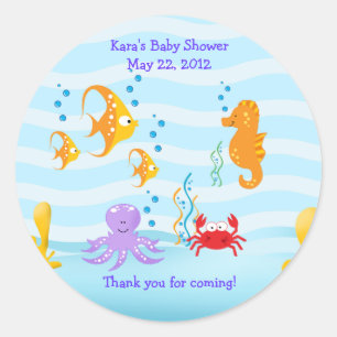 Sticker Rond CRITÈRES DE MER sous Baby shower marin Favoriser S