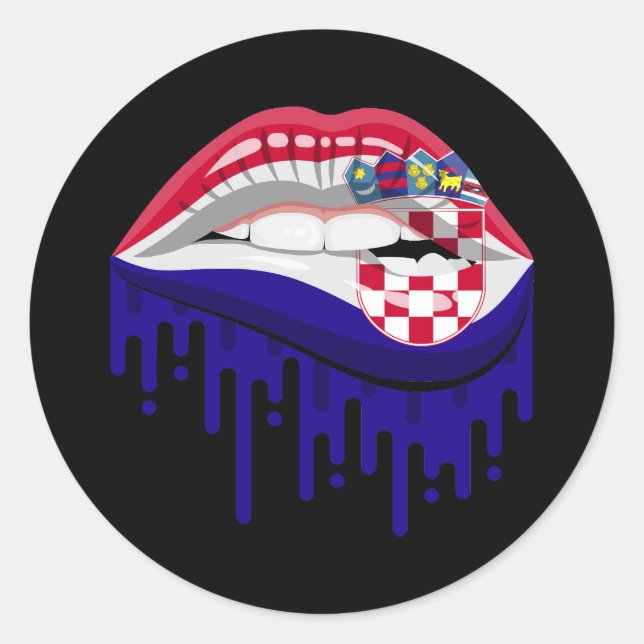 Sticker Rond Croate lèvres drapeau de la racine de fierté (Devant)