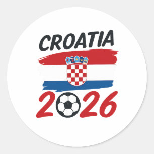 Sticker Rond Croatie 2026 Design de Fan de Football Drapeau Cou