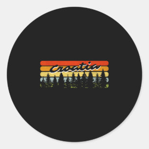 Sticker Rond Croatie forêt coucher de soleil arbres chalet vaca