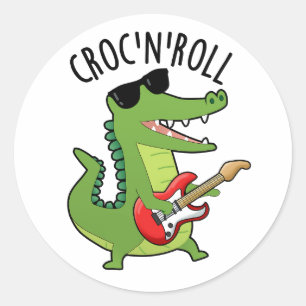Sticker Rond Croc N Roll Funny Crocodile Puns