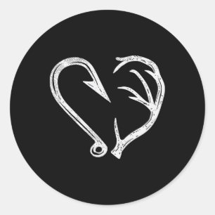 Sticker Rond Crochet Andouiller Coeur Amour Pêche Chasse Poisso