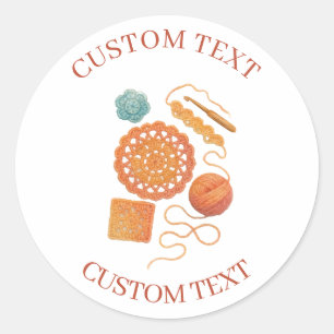 Sticker Rond Crochet au pastel Crochet Yarn Aquarelle