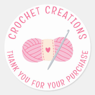Sticker Rond Crochet Crochet Merci sur mesure Petite entreprise
