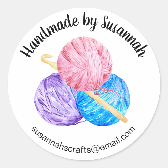 Sticker Rond Crochet d'affaires artisanal (Devant)