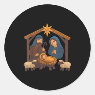 Sticker Rond Crochet de Noël Jésus Noël Faux Fil à coudre
