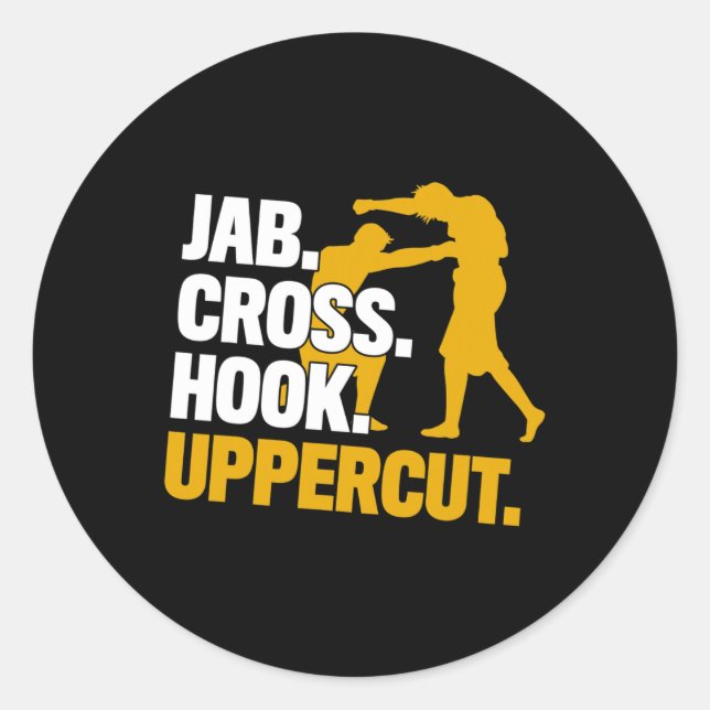Sticker Rond Crochet Jab Uppercut Boxe Kickboxing Cadeau  (Devant)
