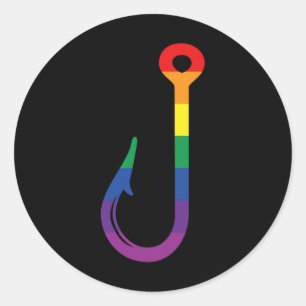 Sticker Rond Crochet LGBT Gay Fierté Arc-en-ciel Pluie