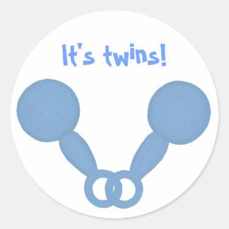 Sticker Rond Crochets bleus, bébé garçon annonce des autocollan