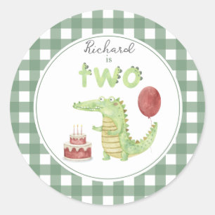Sticker Rond Crocodile aquarelle 2e anniversaire