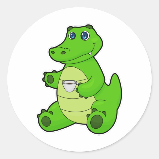 Sticker Rond Crocodile avec Coupe de Café (Devant)