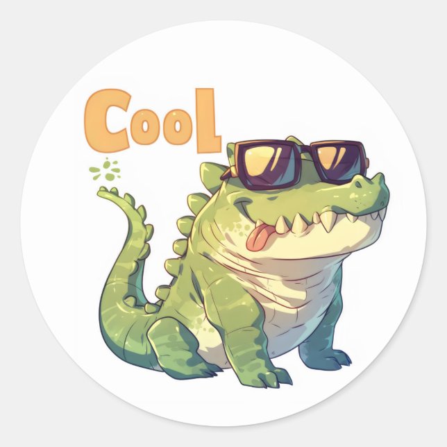 Sticker Rond Crocodile cool Anime (Devant)