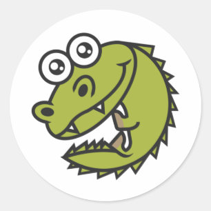 Sticker Rond Crocodile Cute Baby Croc