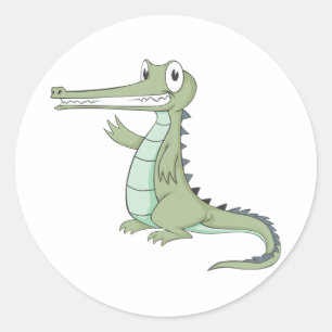 Sticker Rond Crocodile gavial joyeux Gharial