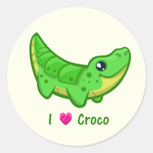 Sticker Rond Crocodile mignon amour kawaii dessin animé enfants