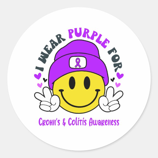 Sticker Rond Crohn's & Colitis Awareness Ribbon Support Cadeaux (Devant)