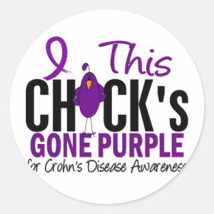 Sticker Rond CROHNS MALADIE CHick Gone Purple
