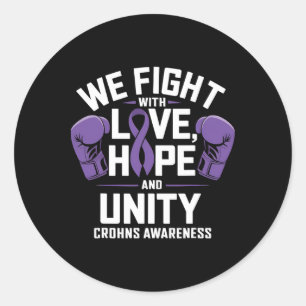 Sticker Rond Crohns Sensibilisation Amour Espoir Unité Violet R