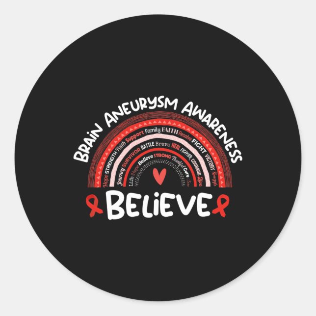 Sticker Rond Croire Cerveau Aneurysme Mois de sensibilisation C (Devant)