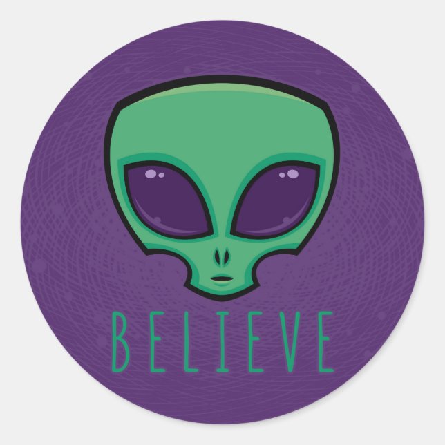 Sticker Rond Croire la tête de l'Alien (Devant)