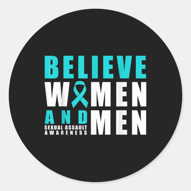 Sticker Rond Croire les femmes et les hommes utiliser le ruban  (Devant)