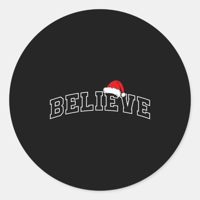 Sticker Rond Croire Noël Varsity Texte Minimal Casquette de Pèr (Devant)