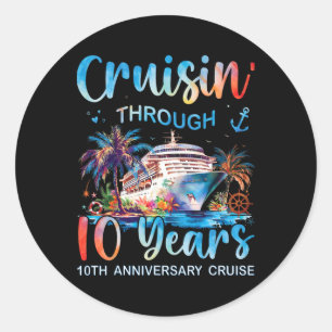 Sticker Rond Croisière à travers 10 ans 10e anniversaire T