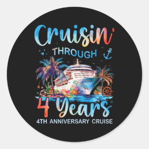 Sticker Rond Croisière à travers 4 ans 4e anniversaire Croisièr