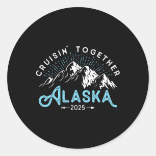 Sticker Rond Croisière Alaska 2025 Famille amis vacances Voyage