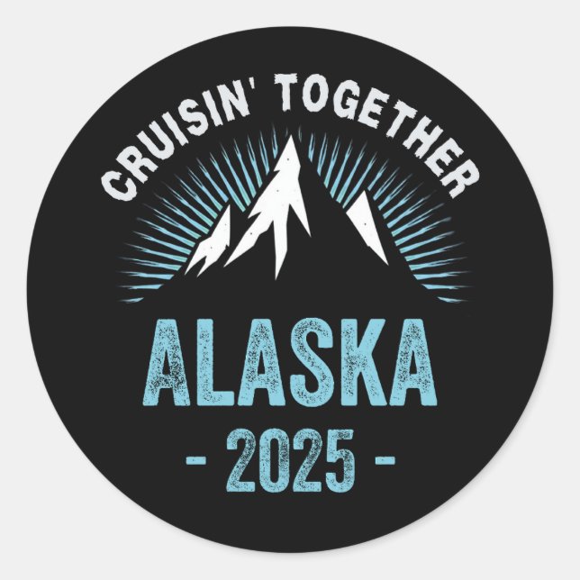 Sticker Rond Croisière Alaska 2025 Famille amis vacances Voyage (Devant)