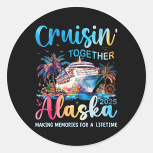 Sticker Rond Croisière Alaska 2025 - Vacances croisière famille