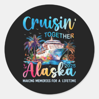 Sticker Rond Croisière Alaska 2025 - Vacances croisière famille