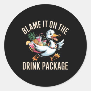Sticker Rond Croisière-canard-amusante-forfait-boisson-à-blâmer