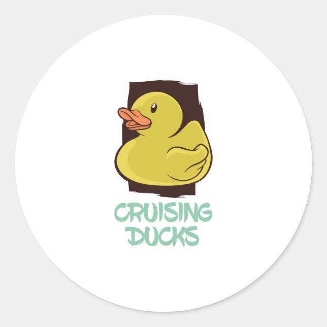Sticker Rond Croisière Canards Voyage amusant (Devant)