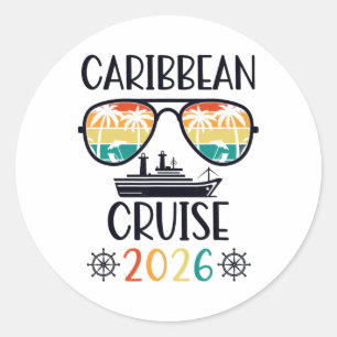 Sticker Rond Croisière Caraïbes 2026 Voyage de vacances Corresp