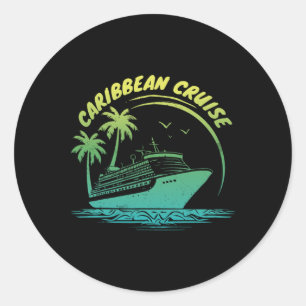 Sticker Rond Croisière Correspondant Famille Vacances Caribbean