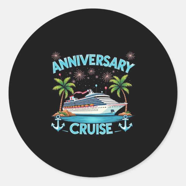 Sticker Rond Croisière d'anniversaire 2025 Couples assortis Cél (Devant)