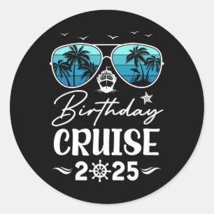 Sticker Rond Croisière d'anniversaire 2025 Fête Vacances Équipe