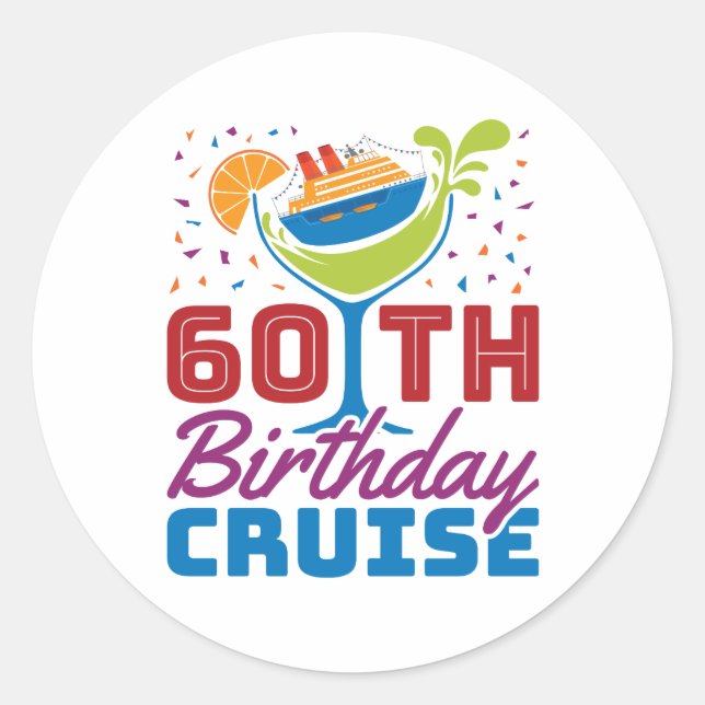 Sticker Rond Croisière d'anniversaire 60e Croisière de 60 ans (Devant)