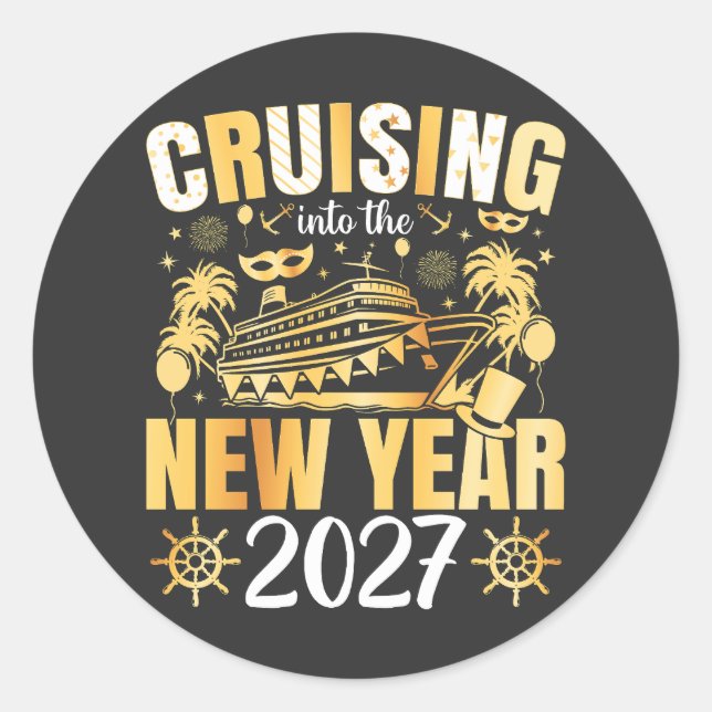 Sticker Rond Croisière dans la nouvelle année 2027 (Devant)