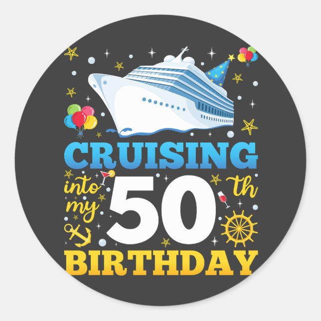 Sticker Rond Croisière Dans Mon 50 Anniversaire (Devant)