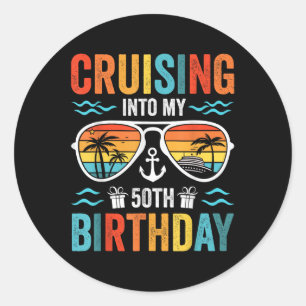 Sticker Rond Croisière dans mon 50e anniversaire croisière en f