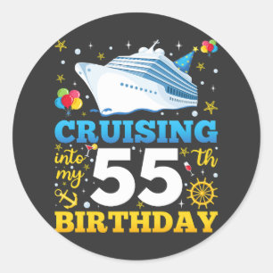 Sticker Rond Croisière Dans Mon 55 Anniversaire