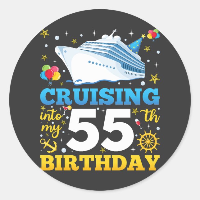 Sticker Rond Croisière Dans Mon 55 Anniversaire (Devant)